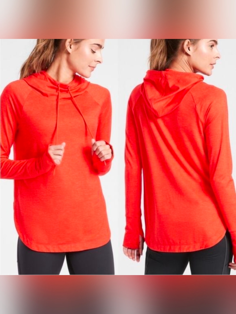 Athleta Bright Coral Lightweight Hooded Pullover
